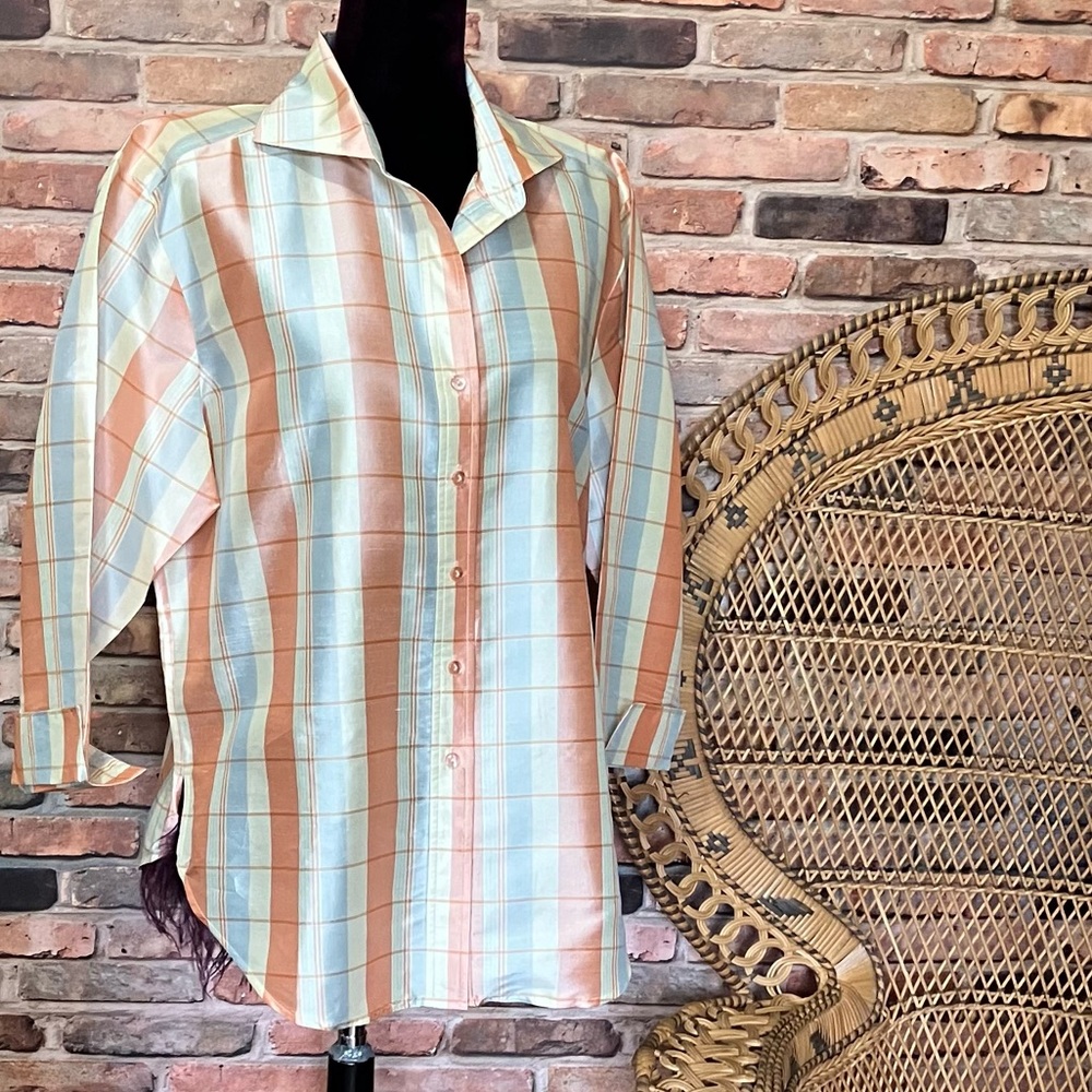 Coldwater Creek Plaid Silk Shirt